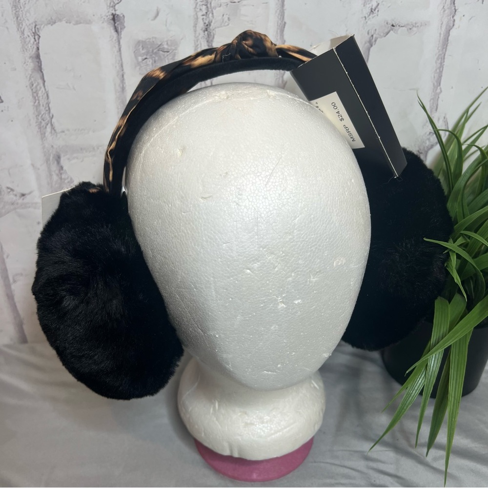 Leopard Print Faux Fur Earmuffs Ear Muffs Warmers Adjustable NWT Super Soft! - Picture 1 of 5